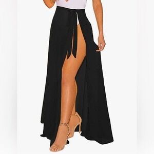 OmicGot Black Women's Swimsuit Cover Up Beach Sarong Wrap Maxi Skirt
